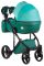 Коляска 2 в 1 Adamex Luciano кожа 100% Q270 изумрудный - темно-бирюзовый - светло-бирюзовый