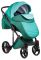 Коляска 2 в 1 Adamex Luciano кожа 100% Q270 изумрудный - темно-бирюзовый - светло-бирюзовый