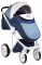 Коляска 2 в 1 Adamex Luciano кожа 100% Q272 темно-синий - голубой - белый
