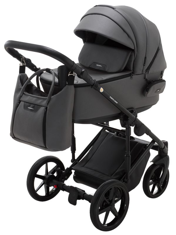 Коляска 2 в 1 Adamex Porto Light ECO кожа 100% SA-4 темно-серый Коляска 2 в 1 Adamex Porto Light ECO кожа 100% SA-4 темно-серый