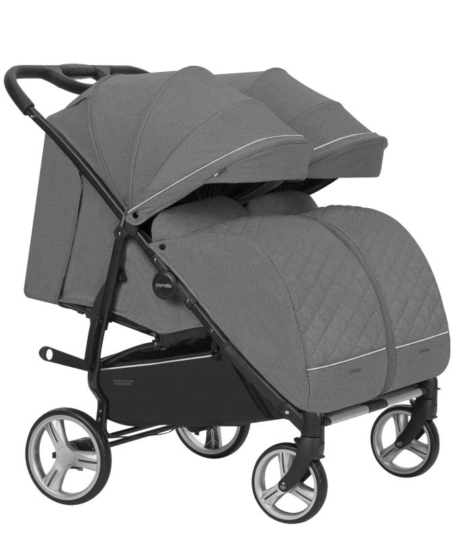 Прогулянкова коляска для двійні CARRELLO Connect CRL-5502 Rock Gray у льоні + дощовик