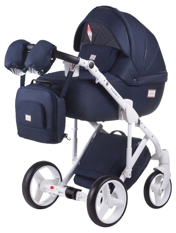 Коляска 2 в 1 Adamex Luciano jeans Q5 темно-синій