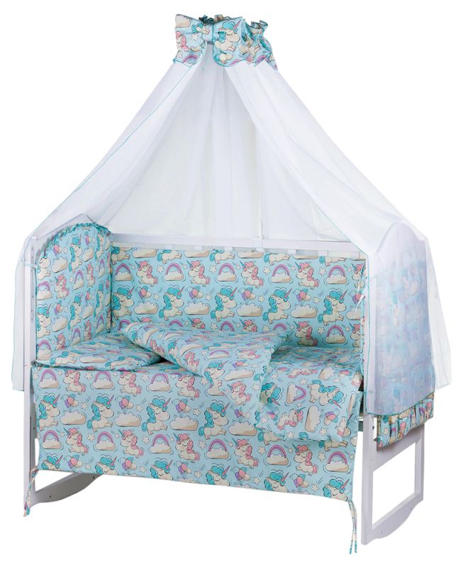 Дитяча постільна білизна Babyroom Comfort-08 unicorn блакитний (єдинороги)