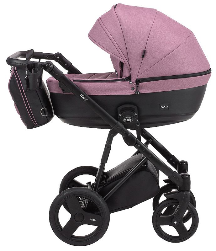 Коляска 2 в 1 Bair Play Plus Soft BPS-948 сиреневый - черный (кожа)