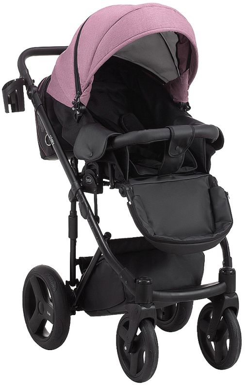 Коляска 2 в 1 Bair Play Plus Soft BPS-948 сиреневый - черный (кожа)