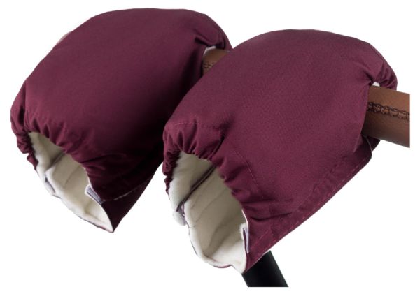 Рукавиці Babyroom на коляску  бордо (білий фліс)