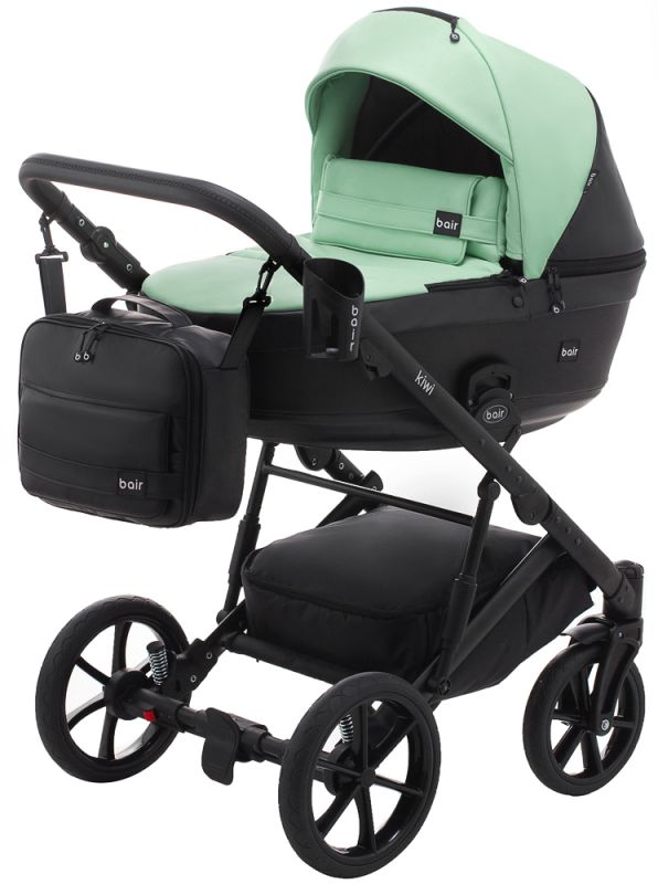 Коляска 2 в 1 Bair Kiwi шкіра 100% BK-8/15 м'ятний - чорний