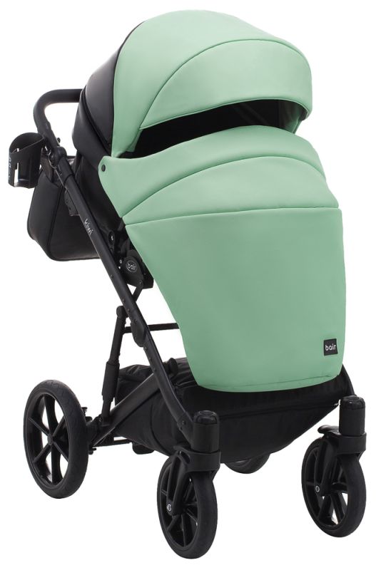 Коляска 2 в 1 Bair Kiwi кожа 100% BK-8/15 мятный - черный
