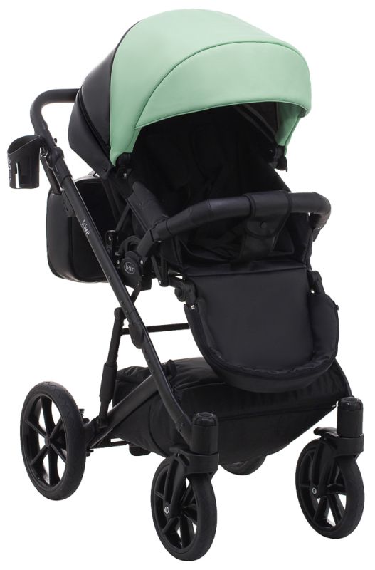 Коляска 2 в 1 Bair Kiwi кожа 100% BK-8/15 мятный - черный
