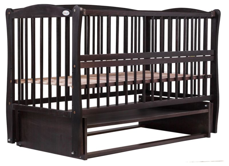 Кровать Babyroom Елит резьба, маятник, откидной бок DER-6  бук венге