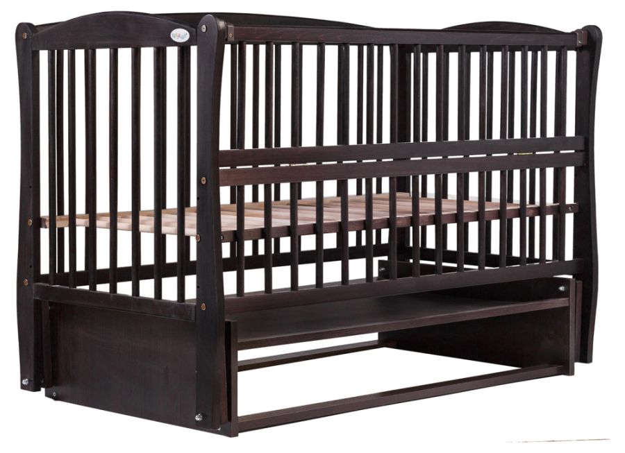 Кровать Babyroom Елит резьба, маятник, откидной бок DER-6  бук венге