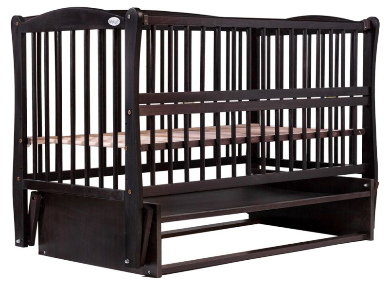 Кровать Babyroom Елит резьба, маятник, откидной бок DER-6  бук венге