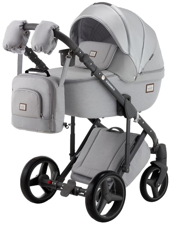 Коляска 2 в 1 Adamex Luciano Q348 світло-сірий джинс - срібляста шкіра