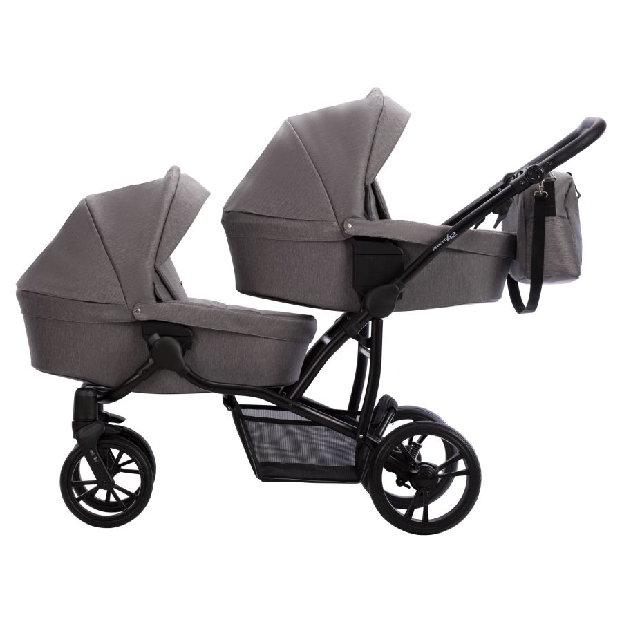 Коляска для двойни Bebetto B 42 24 серый + черная рама