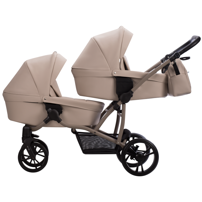Коляска для двойни Bebetto B 42 PRO 22 бежевая + рама kashmir