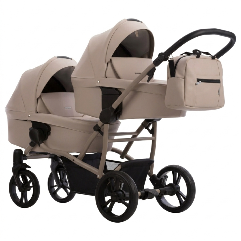 Коляска для двойни Bebetto B 42 PRO 22 бежевая + рама kashmir