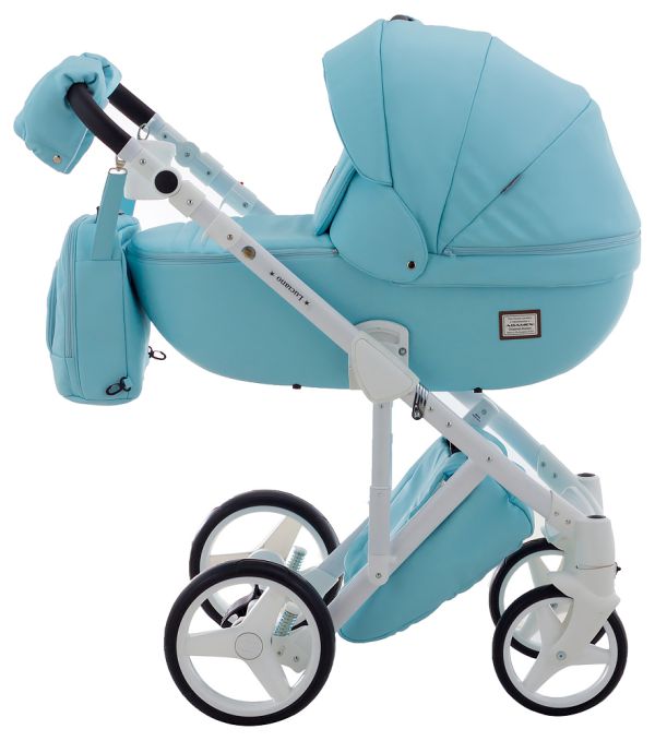 Коляска 2 в 1 Adamex Luciano шкіра 100% Q112 світло-блакитний