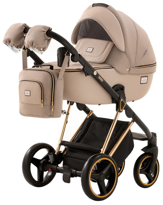 Коляска 2 в 1 Adamex Mimi Polar (Gold) Y847 капучино - капучино кожа (выдавленная точка)
