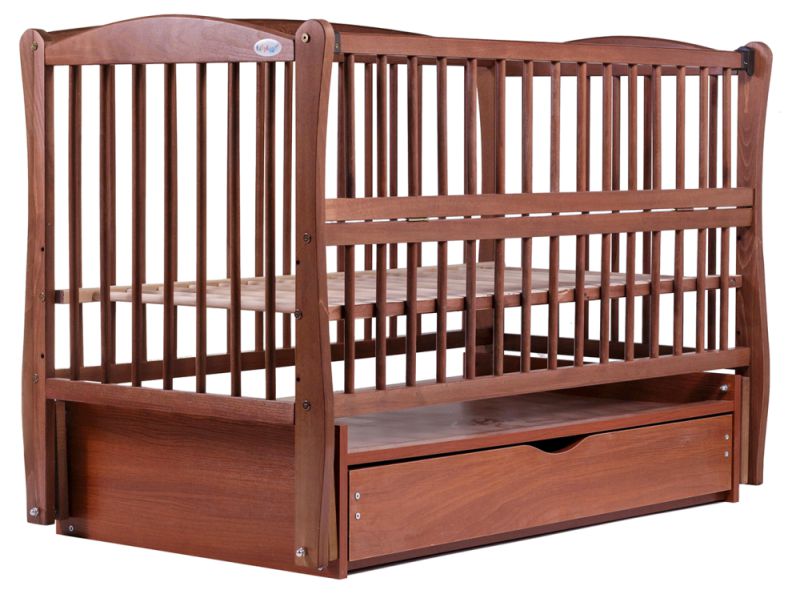 Кровать Babyroom Елит маятник, ящик, откидной бок DEMYO-5  бук тик
