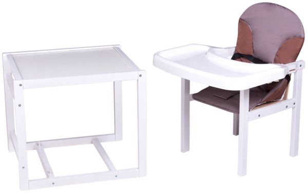 Стільчик-трансформер Babyroom Поні-240 білий пластикова стільниця капучино-шоколад