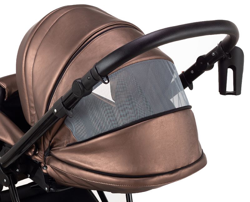 Коляска 2 в 1 Bair Infinity шкіра 100% BI-02-AMO bronze pearl (бронза перламутр)