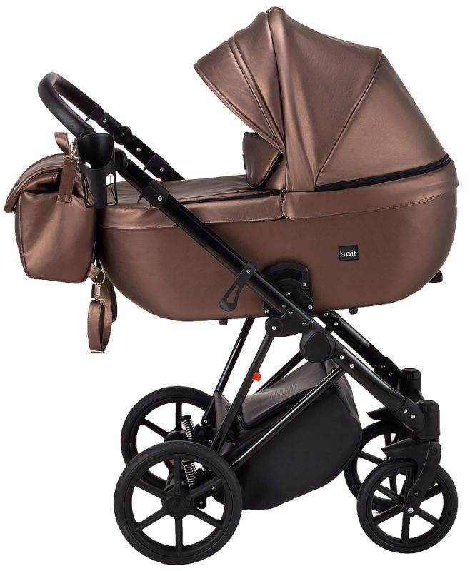 Коляска 2 в 1 Bair Infinity шкіра 100% BI-02-AMO bronze pearl (бронза перламутр)