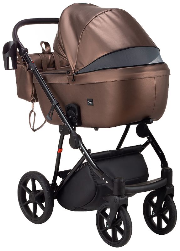 Коляска 2 в 1 Bair Infinity шкіра 100% BI-02-AMO bronze pearl (бронза перламутр)