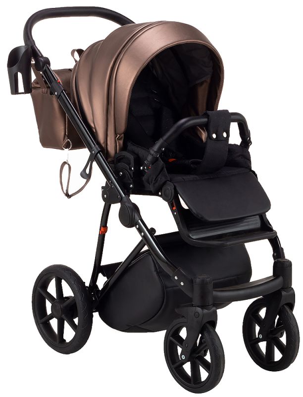 Коляска 2 в 1 Bair Infinity шкіра 100% BI-02-AMO bronze pearl (бронза перламутр)