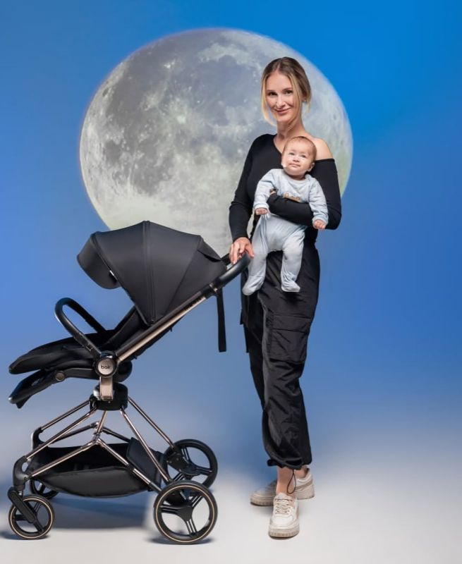 Коляска 2 в 1 Bair Moon Gold Edition MG-01 черный