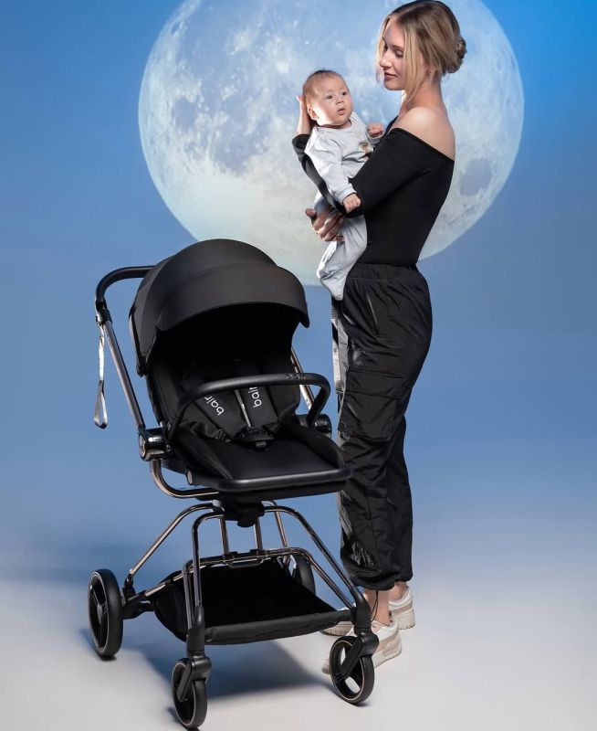 Коляска 2 в 1 Bair Moon Gold Edition MG-01 черный