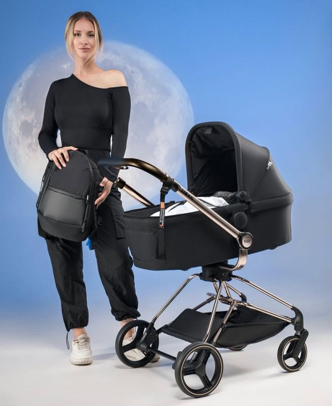 Коляска 2 в 1 Bair Moon Gold Edition MG-01 черный