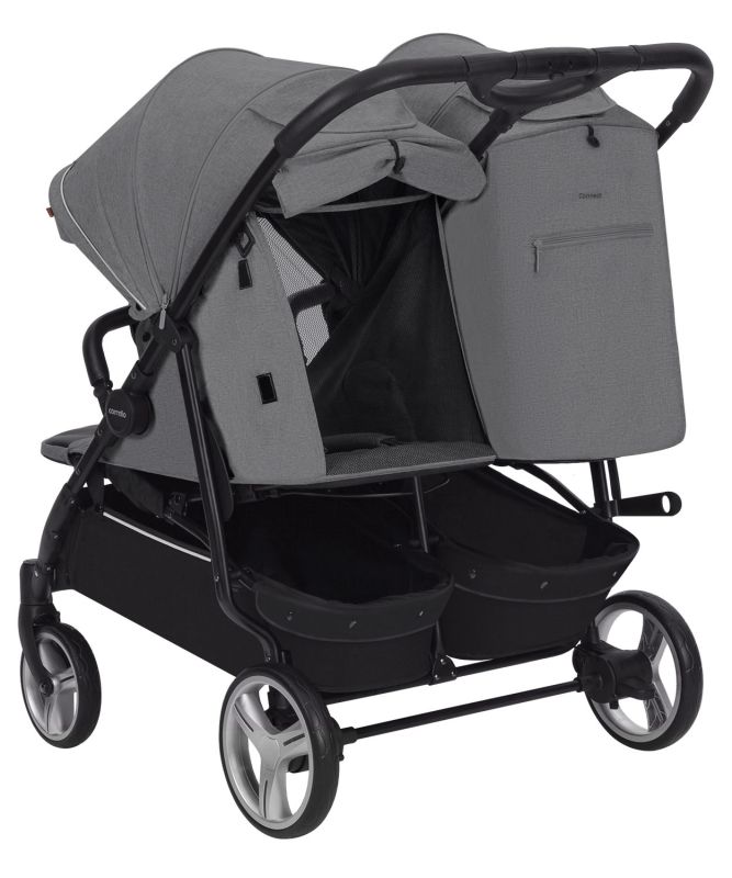 Прогулянкова коляска для двійні CARRELLO Connect CRL-5502 Rock Gray у льоні + дощовик