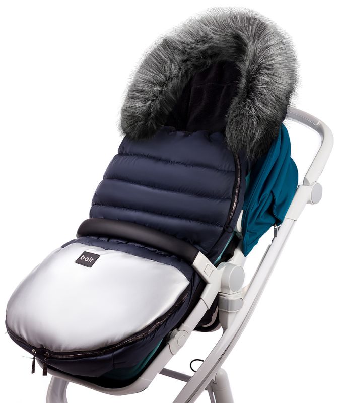 Зимовий конверт Bair Polar premium темно-синій – срібло шкіра