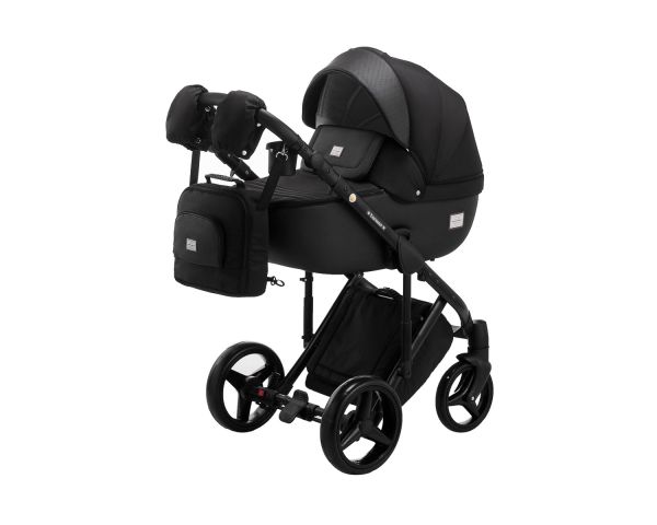 Коляска 2 в 1 Adamex Luciano Q85CZ чорний - чорна шкіра (видавлена крапка)