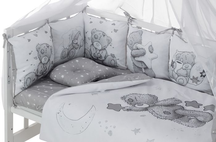 Детская постель Babyroom Bortiki Print-08  grey teddy