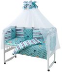 Дитяча постільна білизна Babyroom Classic Bortiki-01 (8 елементів) бірюзове (ліс)