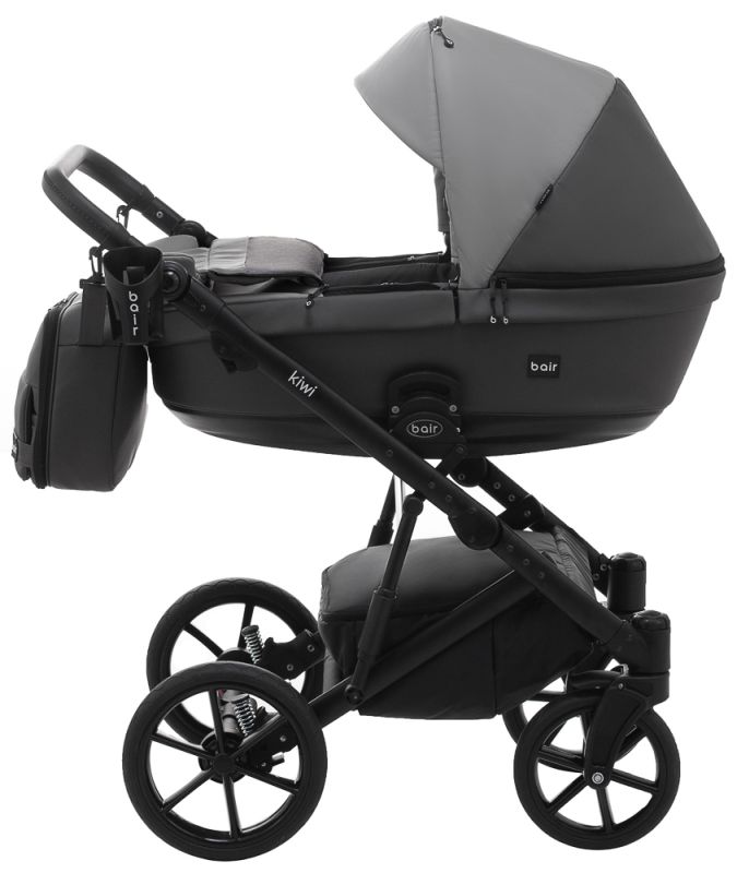 Коляска 2 в 1 Bair Kiwi кожа 100% BK-21/15 серый - графит