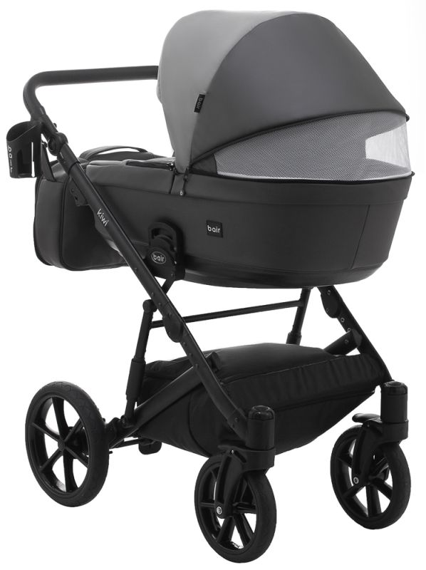Коляска 2 в 1 Bair Kiwi кожа 100% BK-21/15 серый - графит