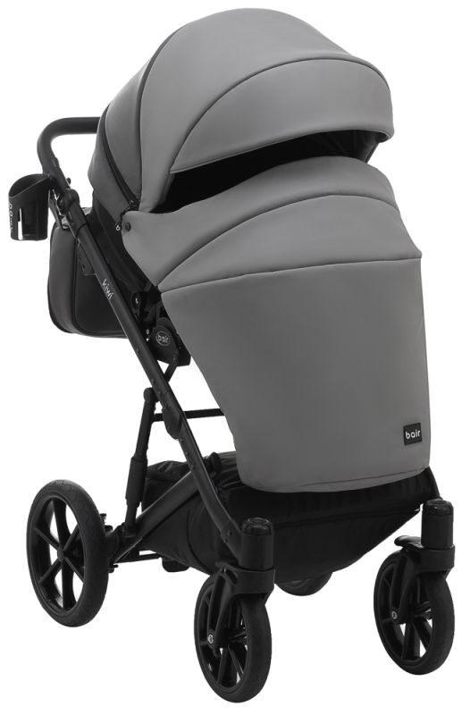 Коляска 2 в 1 Bair Kiwi кожа 100% BK-21/15 серый - графит