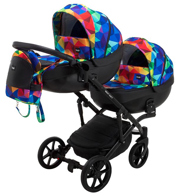 Коляска 2 в 1 для двійні Bair Next DUO Special 24 кольоровий (калейдоскоп)