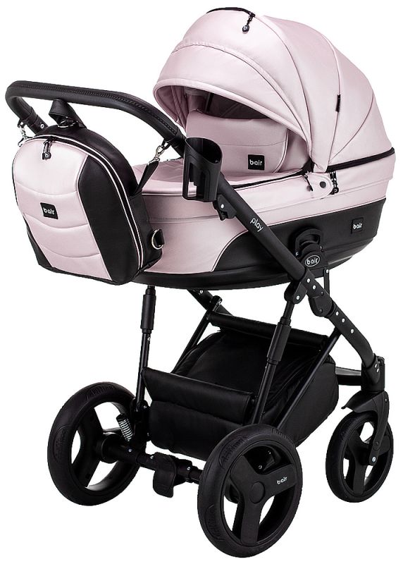 Коляска 2 в 1 Bair Play Plus BPL-108 рожевий (пудра) перламутр - чорний