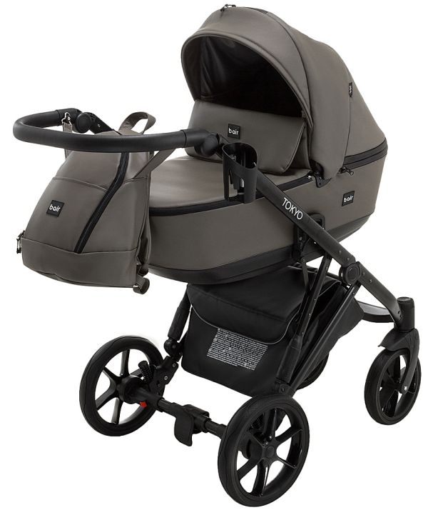 Коляска 2 в 1 Bair Tokyo кожа 100% 25 графит
