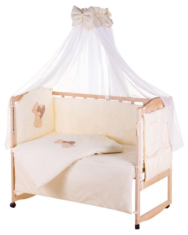 Дитяче ліжко Qvatro Ellite AE-08 аплікація бежевий (ведмедик стоїть із серцем)