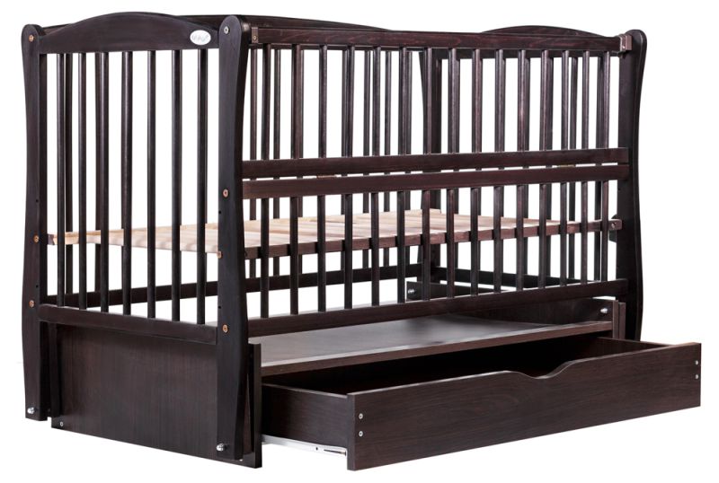 Кровать Babyroom Елит маятник, ящик, откидной бок DEMYO-5  бук венге
