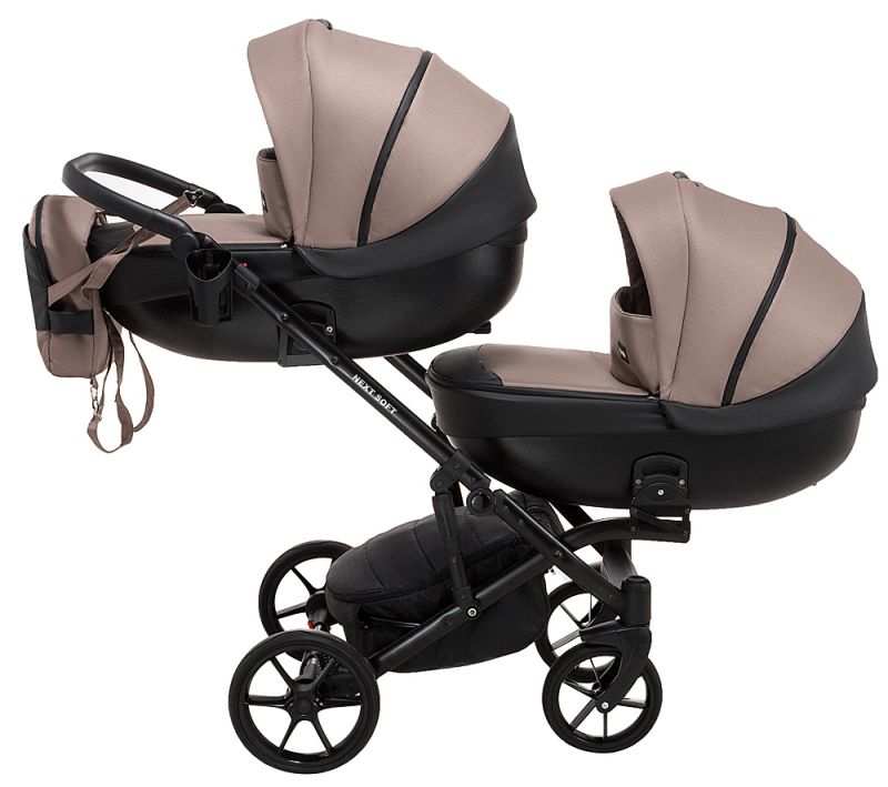 Коляска 2 в 1 для двойни Bair Next DUO Soft 03 темный капучино