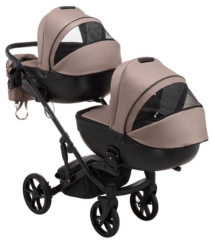 Коляска 2 в 1 для двойни Bair Next DUO Soft 03 темный капучино