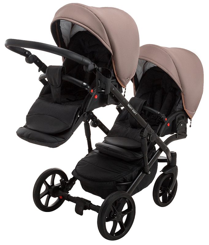 Коляска 2 в 1 для двойни Bair Next DUO Soft 03 темный капучино