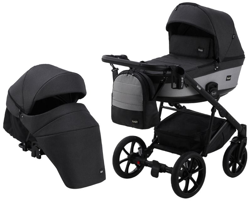 Коляска 2 в 1 Bair Kiwi Soft BKS-00/22 черный - светло-серый