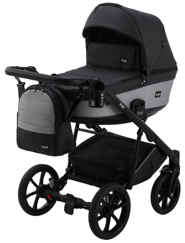 Коляска 2 в 1 Bair Kiwi Soft BKS-00/22 чорний - світло-сірий