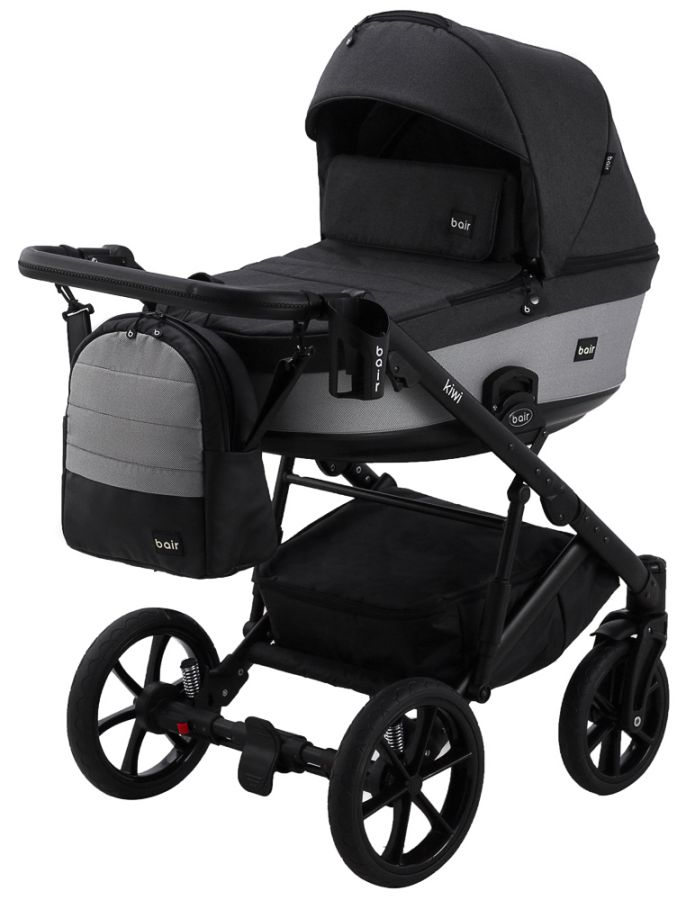 Коляска 2 в 1 Bair Kiwi Soft BKS-00/22 чорний - світло-сірий